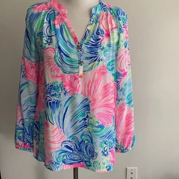 •Lilly Pulitzer• Beach Please Elsa Silk Blouse NWT - Picture 5 of 8